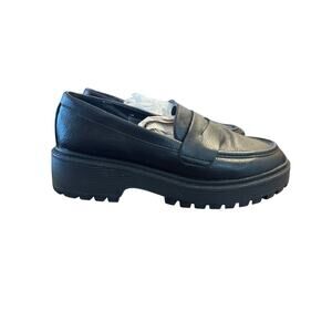 ⭐️ Women’s Sincerely Jules Black Faux Leather Loafers Size 7.5 Acadamia Preppy